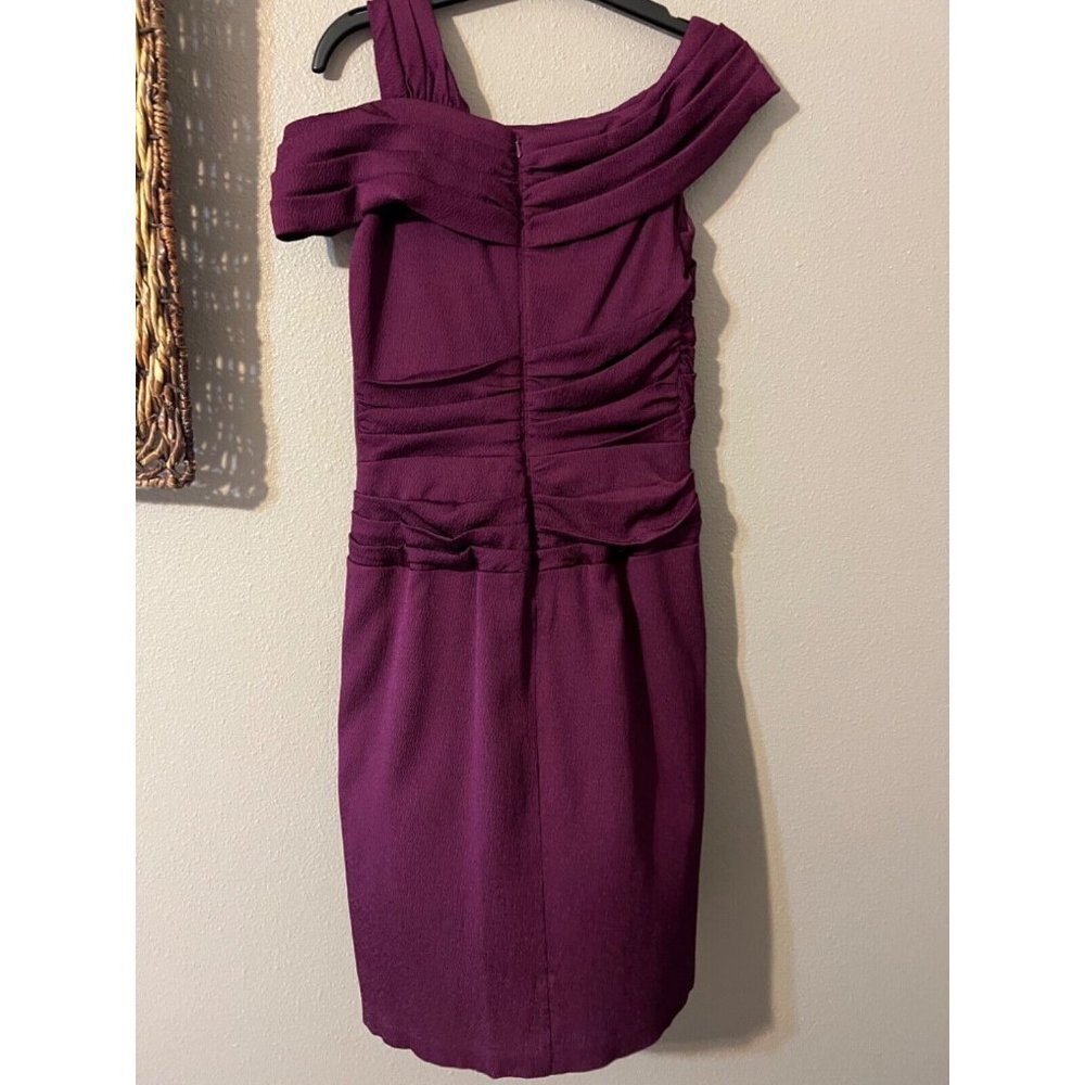 Tadashi Shoji Dress 8 Maroon Purple Silk Sheath Wedding Party Cruise Cocktail - Picture 8 of 8